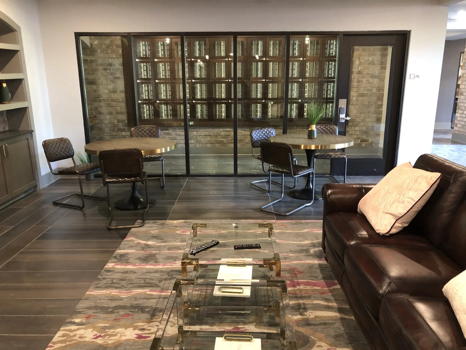 Pinehurst cellar: walnut wine lockers with LED lighting
